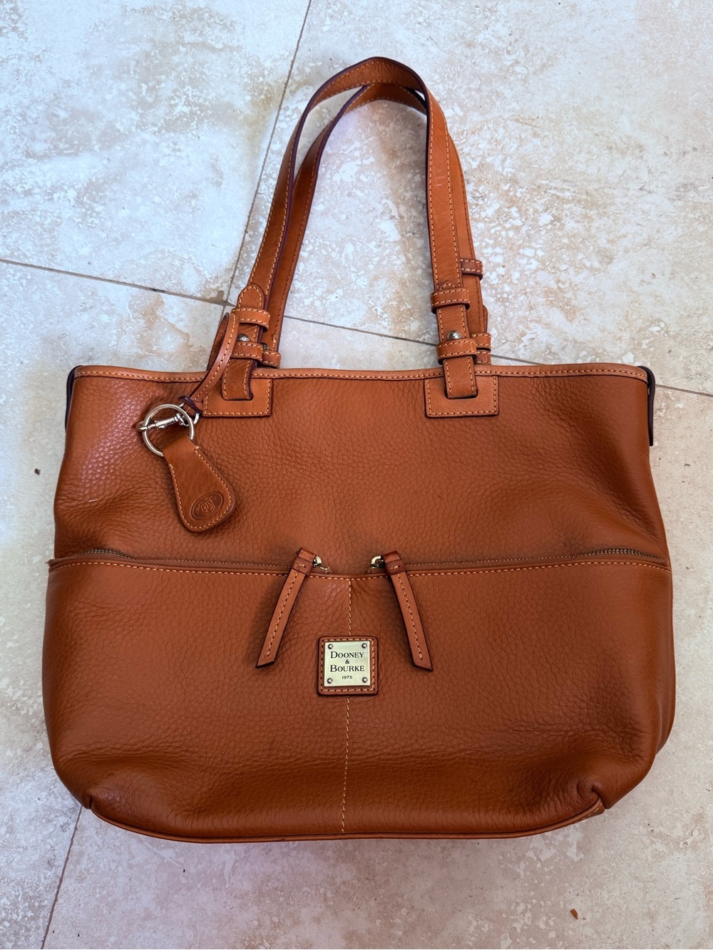 Dooney & Bourke Pebbled Leather Large Tote Bag in Brown